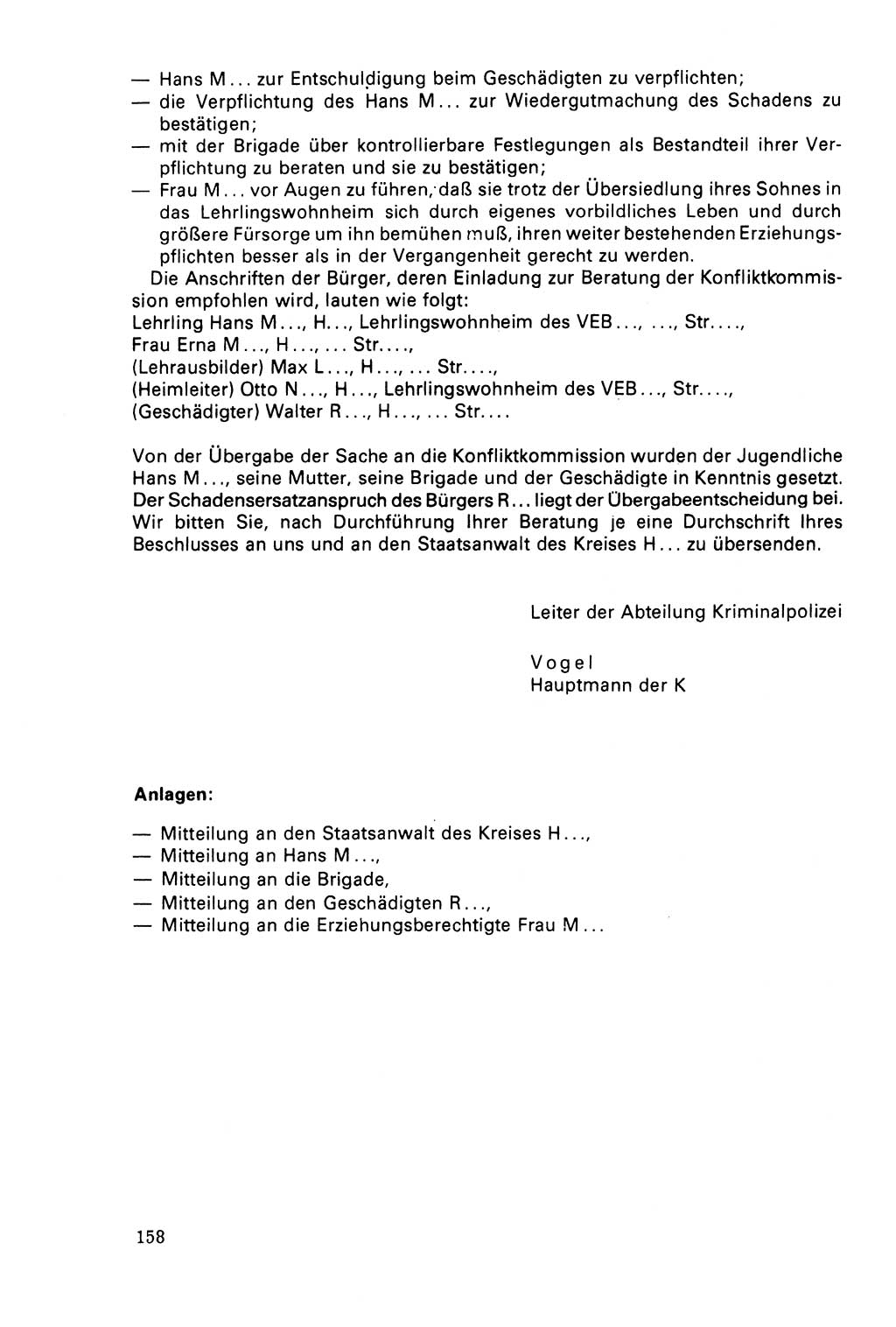 Der Abschluß des Ermittlungsverfahrens [Deutsche Demokratische Republik (DDR)] 1978, Seite 158 (Abschl. EV DDR 1978, S. 158)