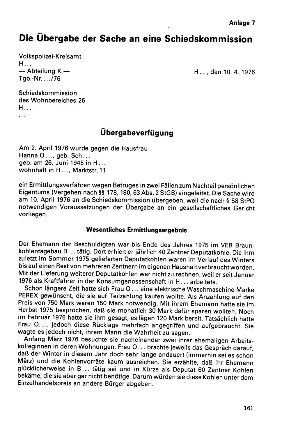 Der Abschluß des Ermittlungsverfahrens [Deutsche Demokratische Republik (DDR)] 1978, Seite 161 (Abschl. EV DDR 1978, S. 161)