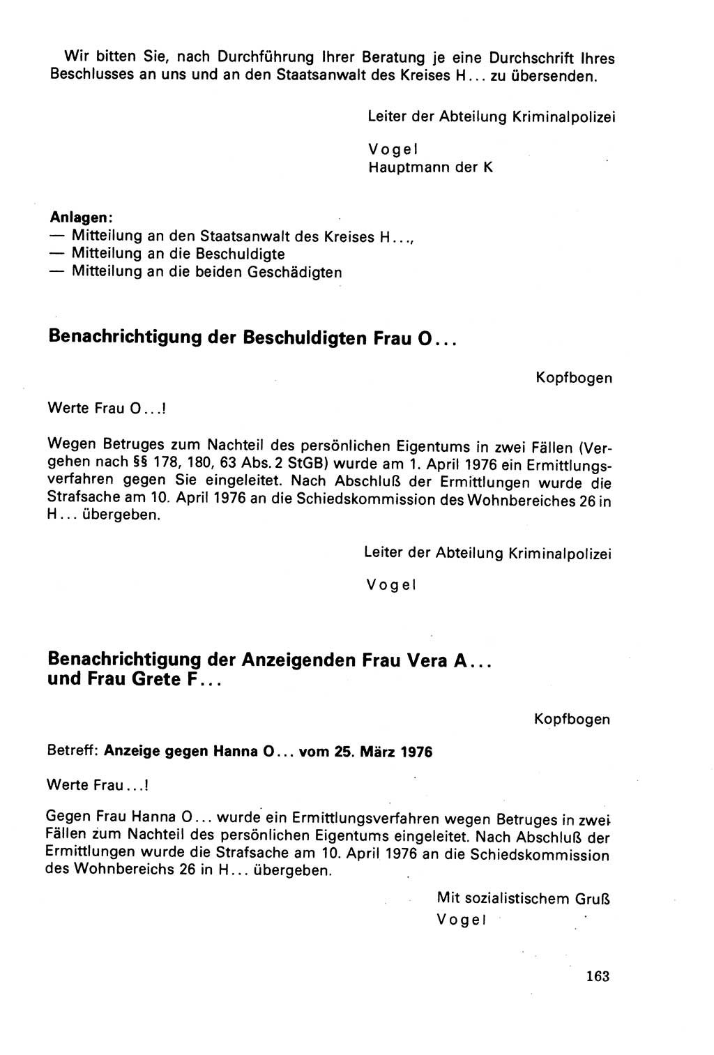 Der Abschluß des Ermittlungsverfahrens [Deutsche Demokratische Republik (DDR)] 1978, Seite 163 (Abschl. EV DDR 1978, S. 163)
