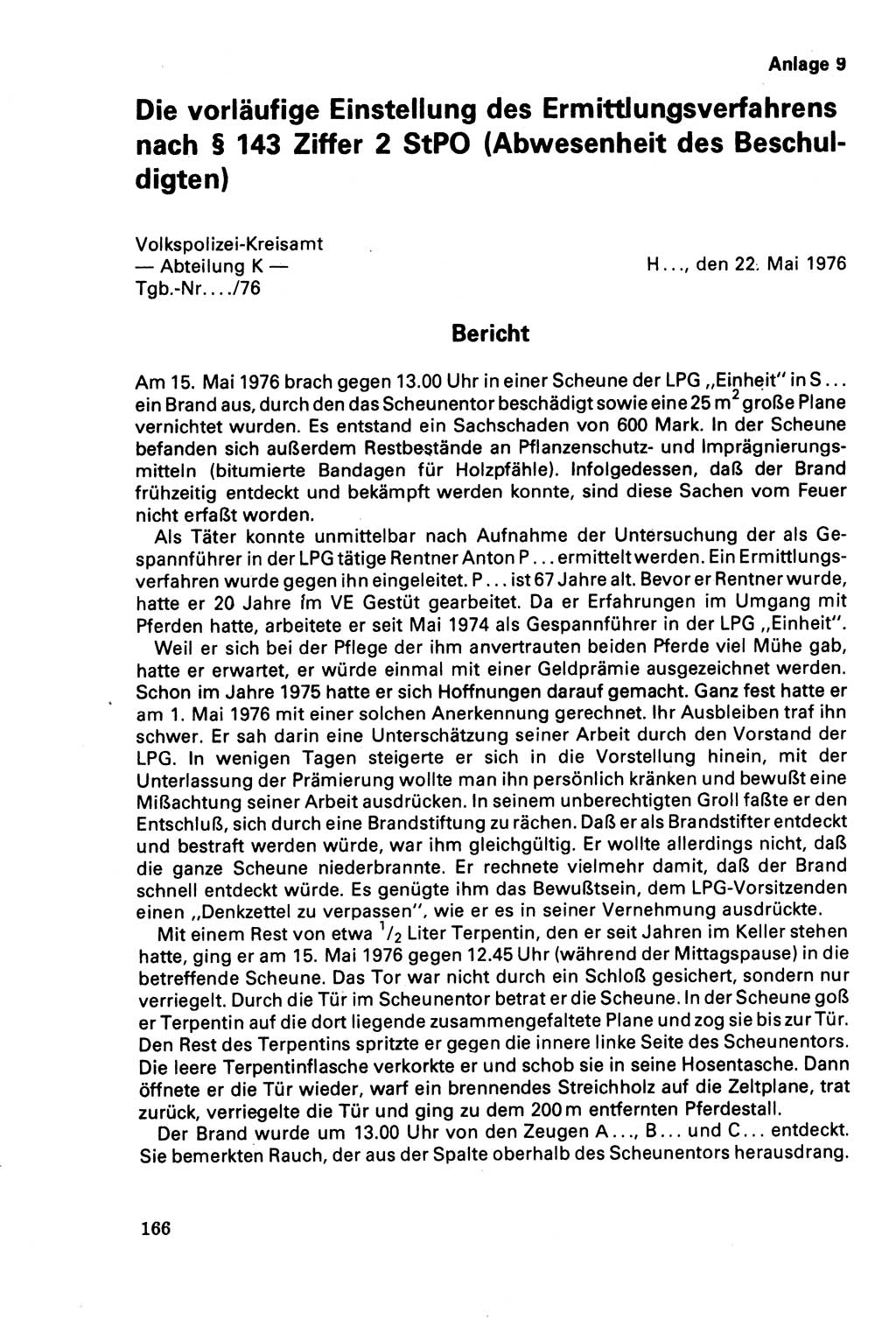 Der Abschluß des Ermittlungsverfahrens [Deutsche Demokratische Republik (DDR)] 1978, Seite 166 (Abschl. EV DDR 1978, S. 166)