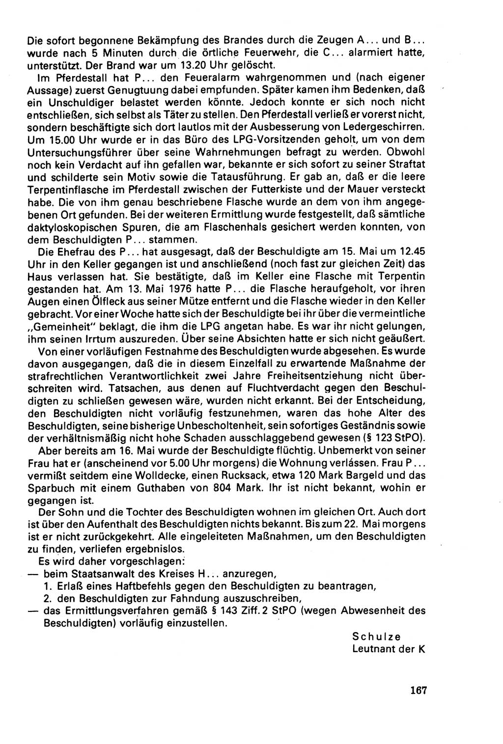 Der Abschluß des Ermittlungsverfahrens [Deutsche Demokratische Republik (DDR)] 1978, Seite 167 (Abschl. EV DDR 1978, S. 167)