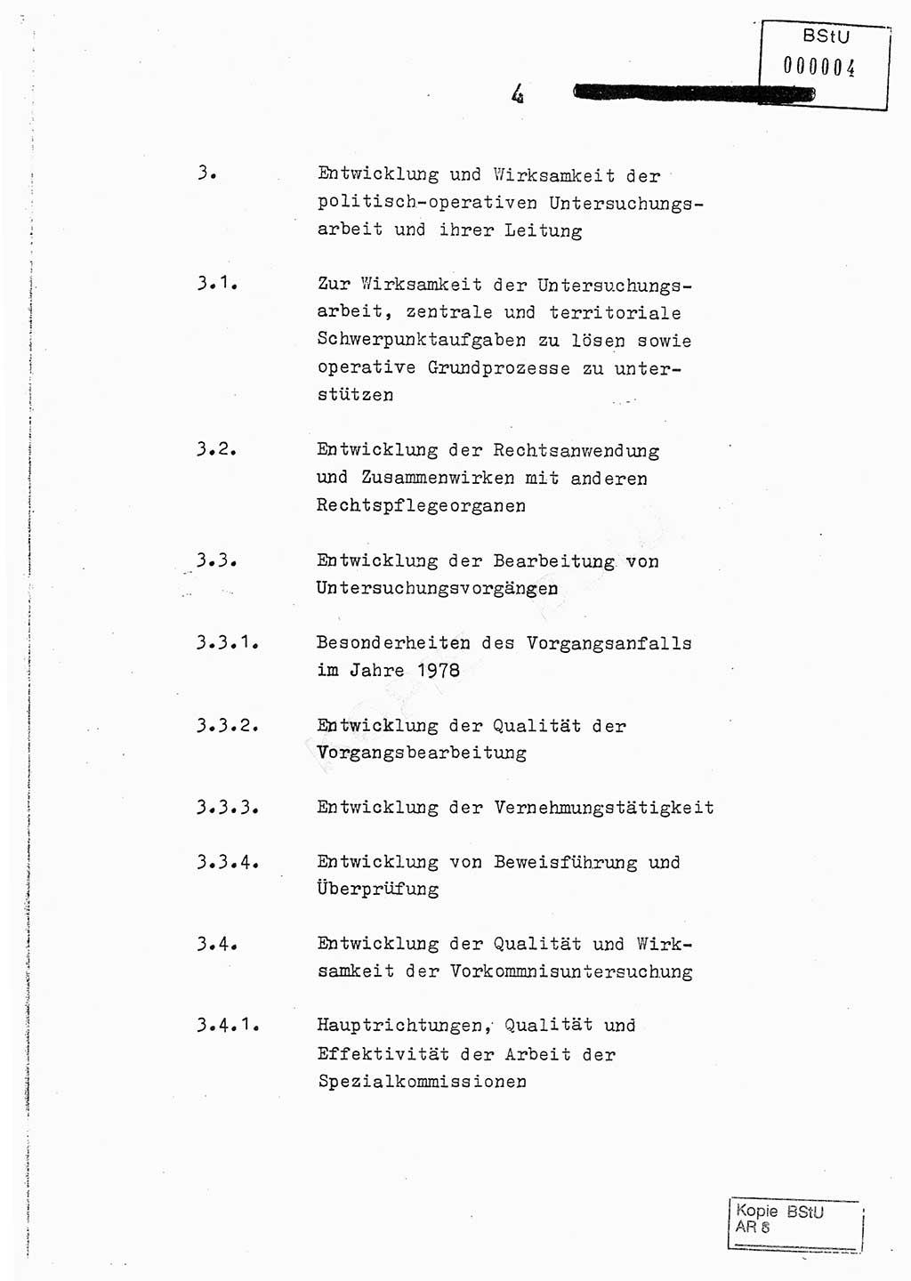 Jahresbericht der Hauptabteilung (HA) Ⅸ 1978, Analyse über die Entwicklung und die Wirksamkeit der politisch-operativen Arbeit der Linie Ⅸ im Jahre 1978, Ministerium für Staatssicherheit (MfS) der Deutschen Demokratischen Republik (DDR), Hauptabteilung Ⅸ, Berlin 1979, Seite 4 (Anal. MfS DDR HA Ⅸ /78 1979, S. 4)