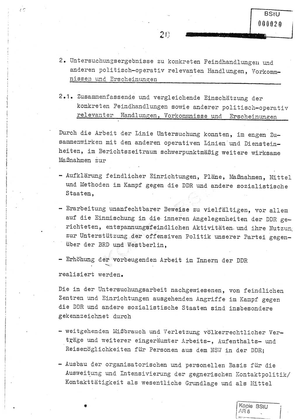 Jahresbericht der Hauptabteilung (HA) Ⅸ 1978, Analyse über die Entwicklung und die Wirksamkeit der politisch-operativen Arbeit der Linie Ⅸ im Jahre 1978, Ministerium für Staatssicherheit (MfS) der Deutschen Demokratischen Republik (DDR), Hauptabteilung Ⅸ, Berlin 1979, Seite 20 (Anal. MfS DDR HA Ⅸ /78 1979, S. 20)