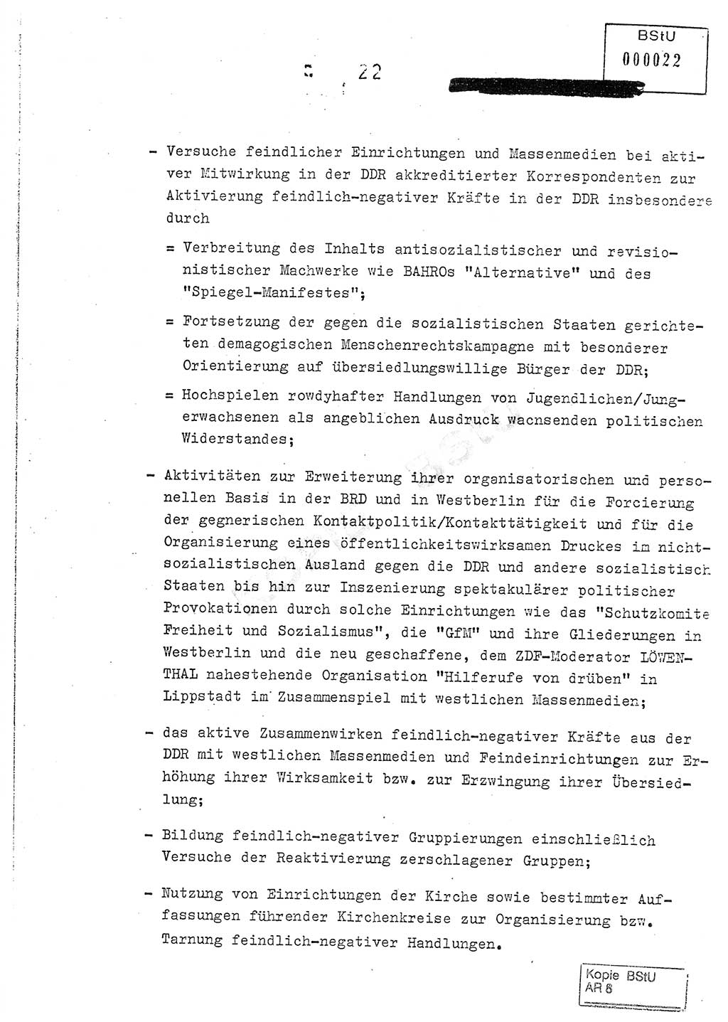 Jahresbericht der Hauptabteilung (HA) Ⅸ 1978, Analyse über die Entwicklung und die Wirksamkeit der politisch-operativen Arbeit der Linie Ⅸ im Jahre 1978, Ministerium für Staatssicherheit (MfS) der Deutschen Demokratischen Republik (DDR), Hauptabteilung Ⅸ, Berlin 1979, Seite 22 (Anal. MfS DDR HA Ⅸ /78 1979, S. 22)