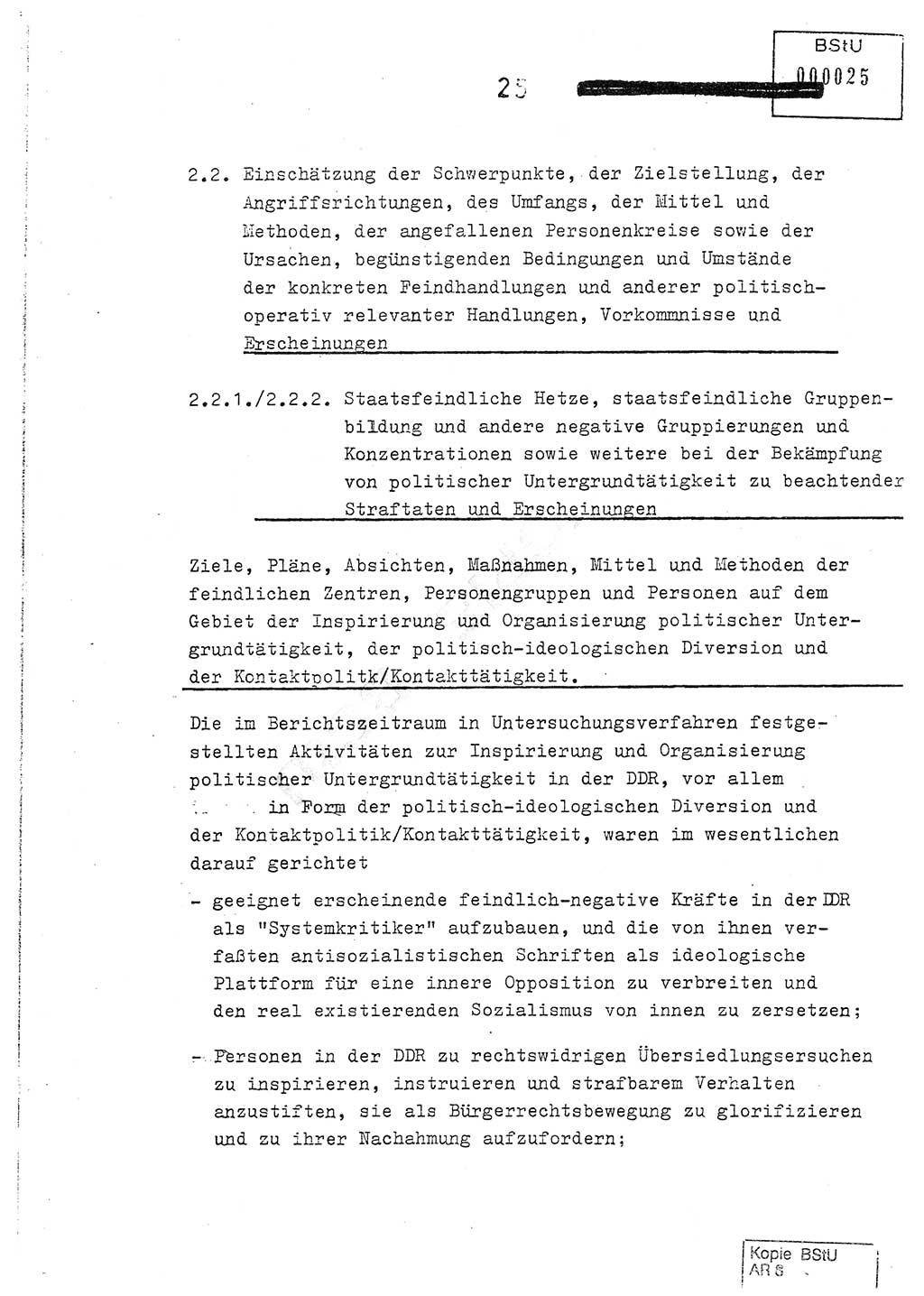 Jahresbericht der Hauptabteilung (HA) Ⅸ 1978, Analyse über die Entwicklung und die Wirksamkeit der politisch-operativen Arbeit der Linie Ⅸ im Jahre 1978, Ministerium für Staatssicherheit (MfS) der Deutschen Demokratischen Republik (DDR), Hauptabteilung Ⅸ, Berlin 1979, Seite 25 (Anal. MfS DDR HA Ⅸ /78 1979, S. 25)