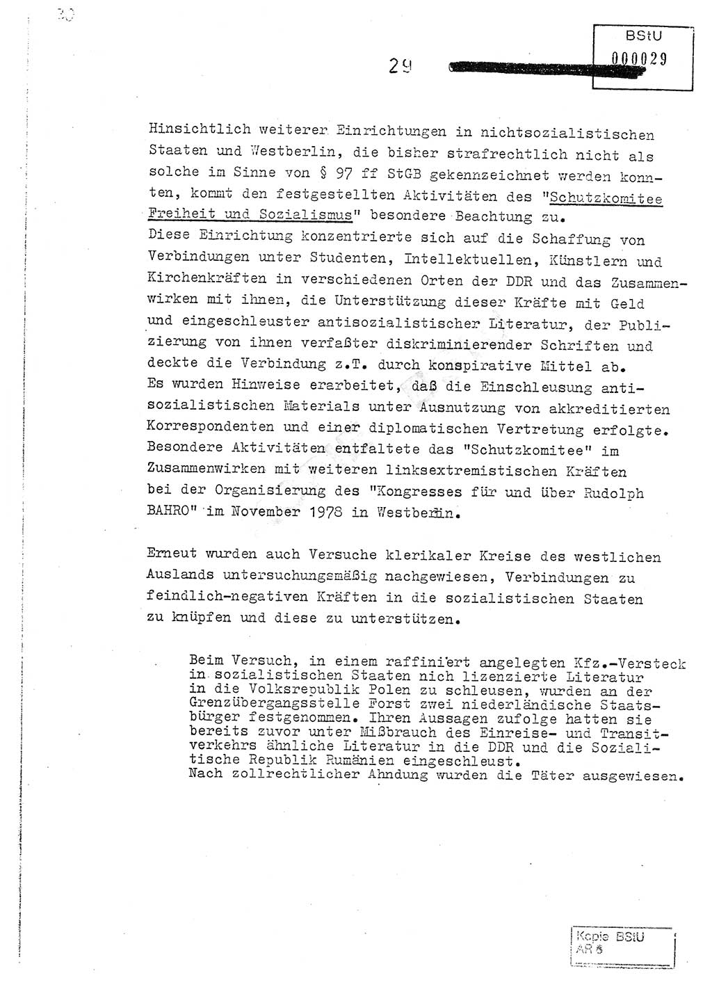 Jahresbericht der Hauptabteilung (HA) Ⅸ 1978, Analyse über die Entwicklung und die Wirksamkeit der politisch-operativen Arbeit der Linie Ⅸ im Jahre 1978, Ministerium für Staatssicherheit (MfS) der Deutschen Demokratischen Republik (DDR), Hauptabteilung Ⅸ, Berlin 1979, Seite 29 (Anal. MfS DDR HA Ⅸ /78 1979, S. 29)