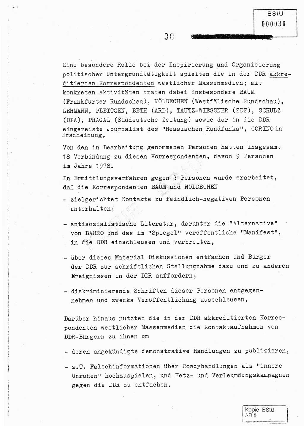 Jahresbericht der Hauptabteilung (HA) Ⅸ 1978, Analyse über die Entwicklung und die Wirksamkeit der politisch-operativen Arbeit der Linie Ⅸ im Jahre 1978, Ministerium für Staatssicherheit (MfS) der Deutschen Demokratischen Republik (DDR), Hauptabteilung Ⅸ, Berlin 1979, Seite 30 (Anal. MfS DDR HA Ⅸ /78 1979, S. 30)