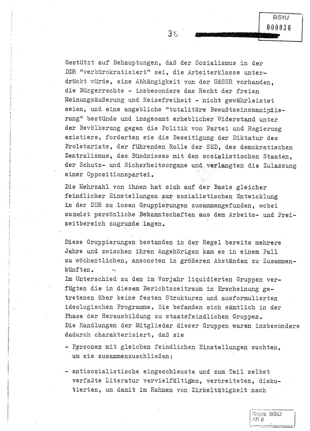 Jahresbericht der Hauptabteilung (HA) Ⅸ 1978, Analyse über die Entwicklung und die Wirksamkeit der politisch-operativen Arbeit der Linie Ⅸ im Jahre 1978, Ministerium für Staatssicherheit (MfS) der Deutschen Demokratischen Republik (DDR), Hauptabteilung Ⅸ, Berlin 1979, Seite 36 (Anal. MfS DDR HA Ⅸ /78 1979, S. 36)