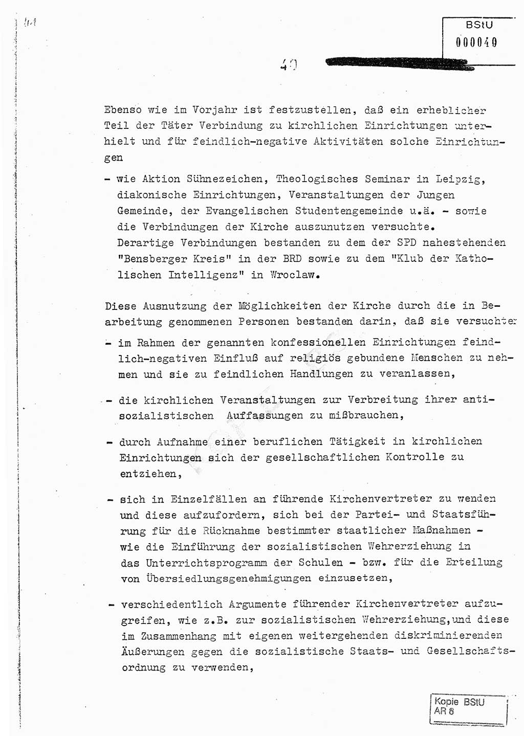 Jahresbericht der Hauptabteilung (HA) Ⅸ 1978, Analyse über die Entwicklung und die Wirksamkeit der politisch-operativen Arbeit der Linie Ⅸ im Jahre 1978, Ministerium für Staatssicherheit (MfS) der Deutschen Demokratischen Republik (DDR), Hauptabteilung Ⅸ, Berlin 1979, Seite 40 (Anal. MfS DDR HA Ⅸ /78 1979, S. 40)