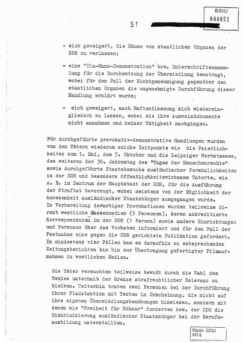 Jahresbericht der Hauptabteilung (HA) Ⅸ 1978, Analyse über die Entwicklung und die Wirksamkeit der politisch-operativen Arbeit der Linie Ⅸ im Jahre 1978, Ministerium für Staatssicherheit (MfS) der Deutschen Demokratischen Republik (DDR), Hauptabteilung Ⅸ, Berlin 1979, Seite 51 (Anal. MfS DDR HA Ⅸ /78 1979, S. 51)