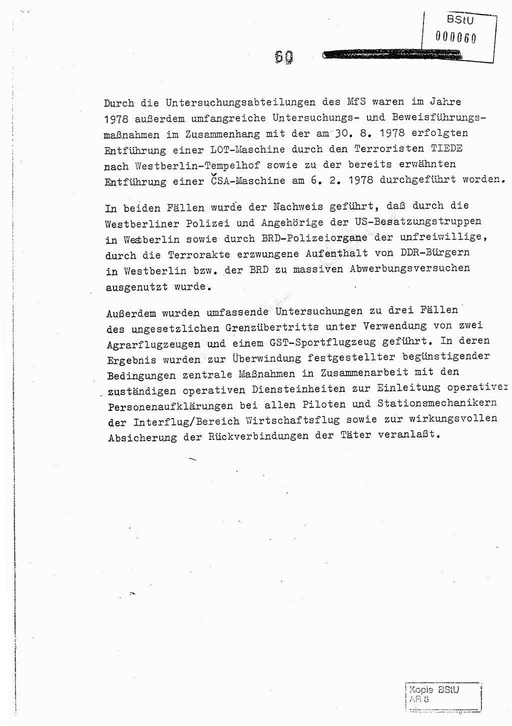 Jahresbericht der Hauptabteilung (HA) Ⅸ 1978, Analyse über die Entwicklung und die Wirksamkeit der politisch-operativen Arbeit der Linie Ⅸ im Jahre 1978, Ministerium für Staatssicherheit (MfS) der Deutschen Demokratischen Republik (DDR), Hauptabteilung Ⅸ, Berlin 1979, Seite 60 (Anal. MfS DDR HA Ⅸ /78 1979, S. 60)