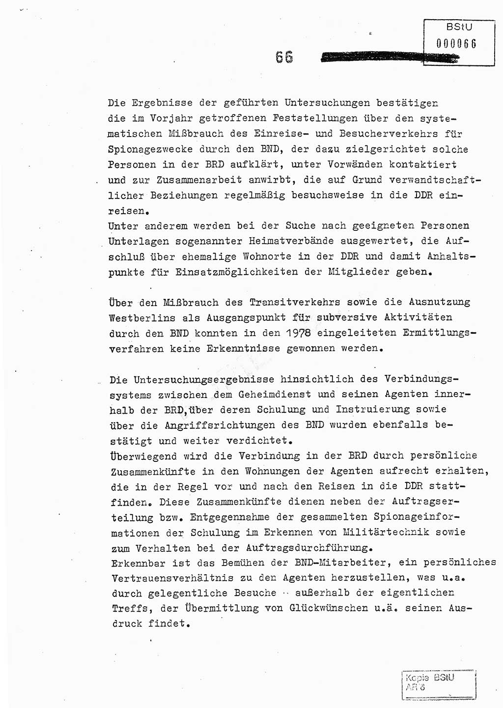 Jahresbericht der Hauptabteilung (HA) Ⅸ 1978, Analyse über die Entwicklung und die Wirksamkeit der politisch-operativen Arbeit der Linie Ⅸ im Jahre 1978, Ministerium für Staatssicherheit (MfS) der Deutschen Demokratischen Republik (DDR), Hauptabteilung Ⅸ, Berlin 1979, Seite 66 (Anal. MfS DDR HA Ⅸ /78 1979, S. 66)