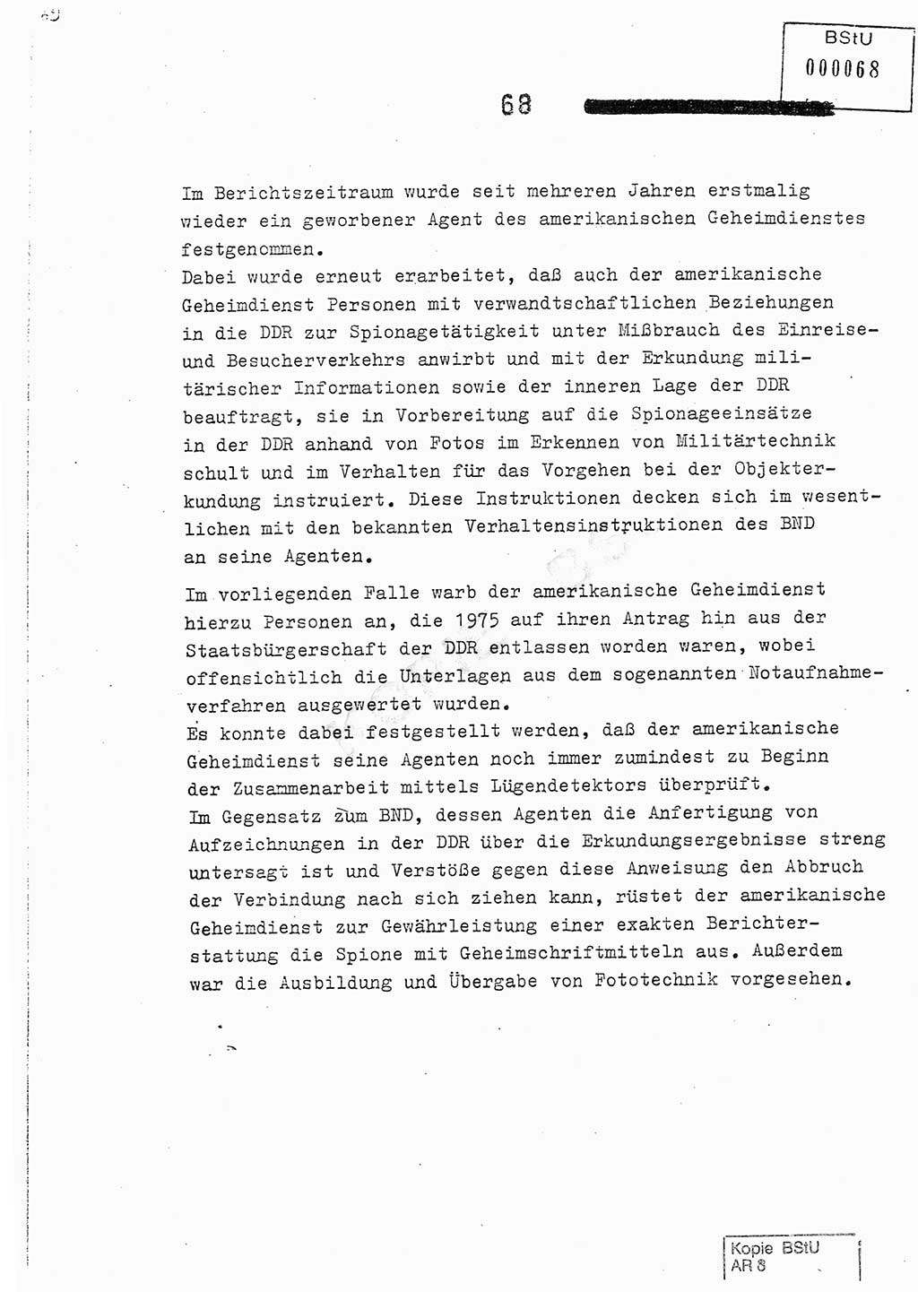 Jahresbericht der Hauptabteilung (HA) Ⅸ 1978, Analyse über die Entwicklung und die Wirksamkeit der politisch-operativen Arbeit der Linie Ⅸ im Jahre 1978, Ministerium für Staatssicherheit (MfS) der Deutschen Demokratischen Republik (DDR), Hauptabteilung Ⅸ, Berlin 1979, Seite 68 (Anal. MfS DDR HA Ⅸ /78 1979, S. 68)