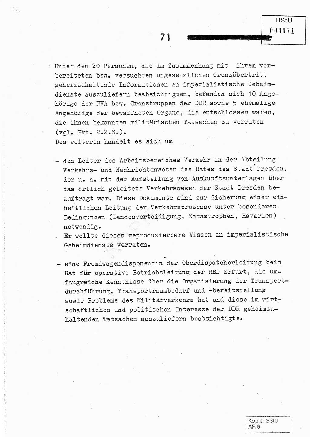 Jahresbericht der Hauptabteilung (HA) Ⅸ 1978, Analyse über die Entwicklung und die Wirksamkeit der politisch-operativen Arbeit der Linie Ⅸ im Jahre 1978, Ministerium für Staatssicherheit (MfS) der Deutschen Demokratischen Republik (DDR), Hauptabteilung Ⅸ, Berlin 1979, Seite 71 (Anal. MfS DDR HA Ⅸ /78 1979, S. 71)