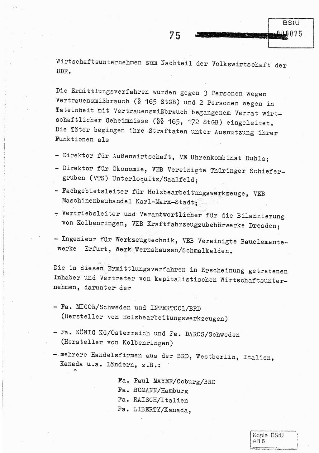 Jahresbericht der Hauptabteilung (HA) Ⅸ 1978, Analyse über die Entwicklung und die Wirksamkeit der politisch-operativen Arbeit der Linie Ⅸ im Jahre 1978, Ministerium für Staatssicherheit (MfS) der Deutschen Demokratischen Republik (DDR), Hauptabteilung Ⅸ, Berlin 1979, Seite 75 (Anal. MfS DDR HA Ⅸ /78 1979, S. 75)