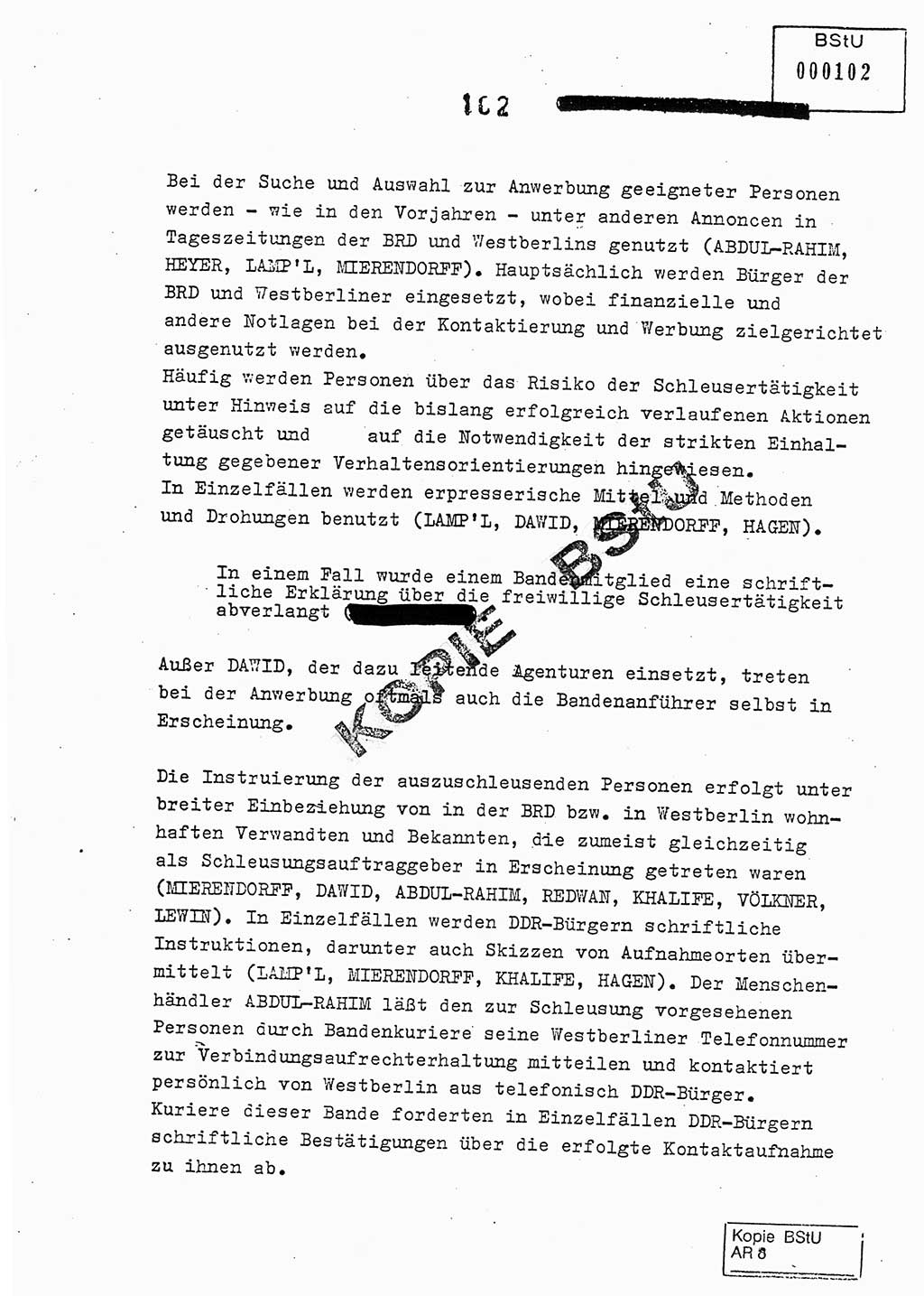 Jahresbericht der Hauptabteilung (HA) Ⅸ 1978, Analyse über die Entwicklung und die Wirksamkeit der politisch-operativen Arbeit der Linie Ⅸ im Jahre 1978, Ministerium für Staatssicherheit (MfS) der Deutschen Demokratischen Republik (DDR), Hauptabteilung Ⅸ, Berlin 1979, Seite 102 (Anal. MfS DDR HA Ⅸ /78 1979, S. 102)