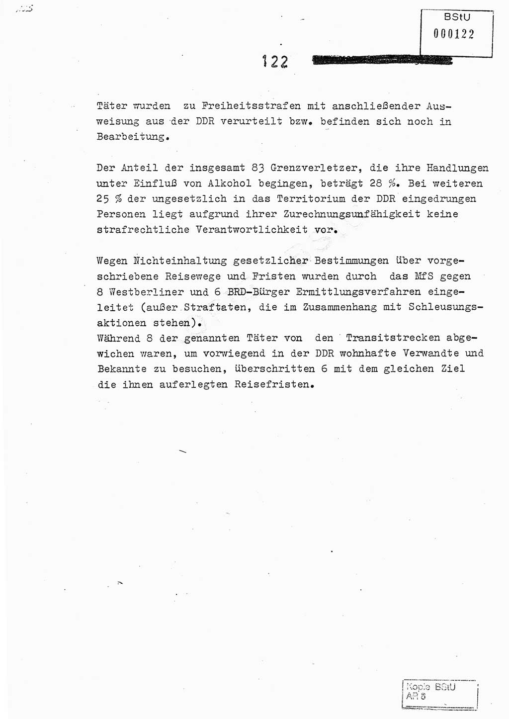 Jahresbericht der Hauptabteilung (HA) Ⅸ 1978, Analyse über die Entwicklung und die Wirksamkeit der politisch-operativen Arbeit der Linie Ⅸ im Jahre 1978, Ministerium für Staatssicherheit (MfS) der Deutschen Demokratischen Republik (DDR), Hauptabteilung Ⅸ, Berlin 1979, Seite 122 (Anal. MfS DDR HA Ⅸ /78 1979, S. 122)