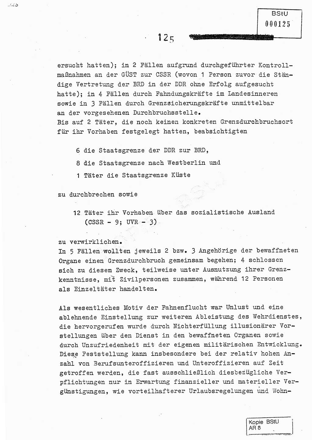 Jahresbericht der Hauptabteilung (HA) Ⅸ 1978, Analyse über die Entwicklung und die Wirksamkeit der politisch-operativen Arbeit der Linie Ⅸ im Jahre 1978, Ministerium für Staatssicherheit (MfS) der Deutschen Demokratischen Republik (DDR), Hauptabteilung Ⅸ, Berlin 1979, Seite 125 (Anal. MfS DDR HA Ⅸ /78 1979, S. 125)