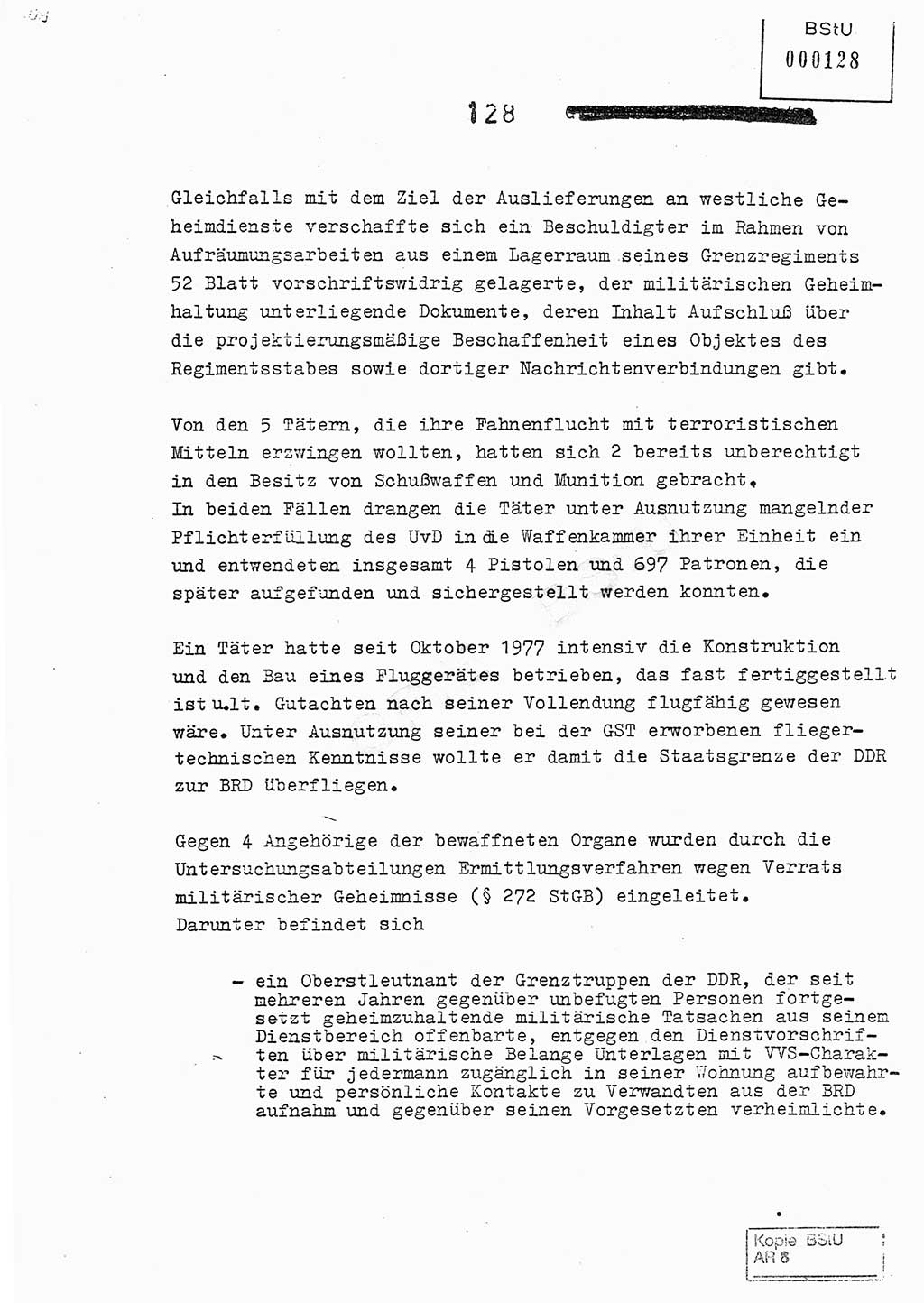 Jahresbericht der Hauptabteilung (HA) Ⅸ 1978, Analyse über die Entwicklung und die Wirksamkeit der politisch-operativen Arbeit der Linie Ⅸ im Jahre 1978, Ministerium für Staatssicherheit (MfS) der Deutschen Demokratischen Republik (DDR), Hauptabteilung Ⅸ, Berlin 1979, Seite 128 (Anal. MfS DDR HA Ⅸ /78 1979, S. 128)