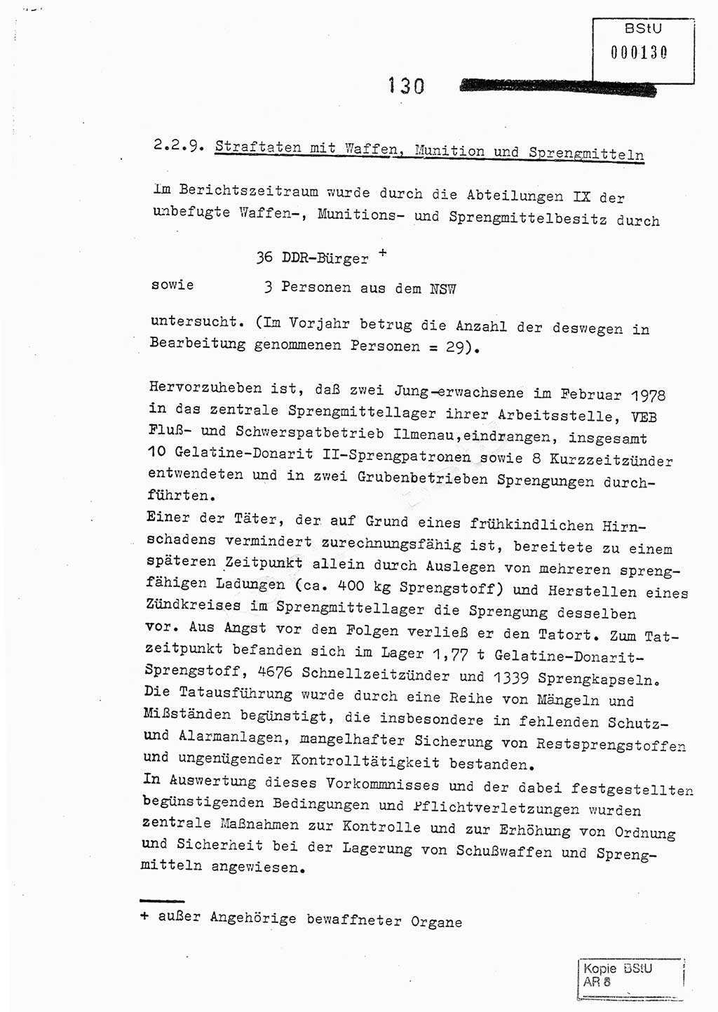 Jahresbericht der Hauptabteilung (HA) Ⅸ 1978, Analyse über die Entwicklung und die Wirksamkeit der politisch-operativen Arbeit der Linie Ⅸ im Jahre 1978, Ministerium für Staatssicherheit (MfS) der Deutschen Demokratischen Republik (DDR), Hauptabteilung Ⅸ, Berlin 1979, Seite 130 (Anal. MfS DDR HA Ⅸ /78 1979, S. 130)