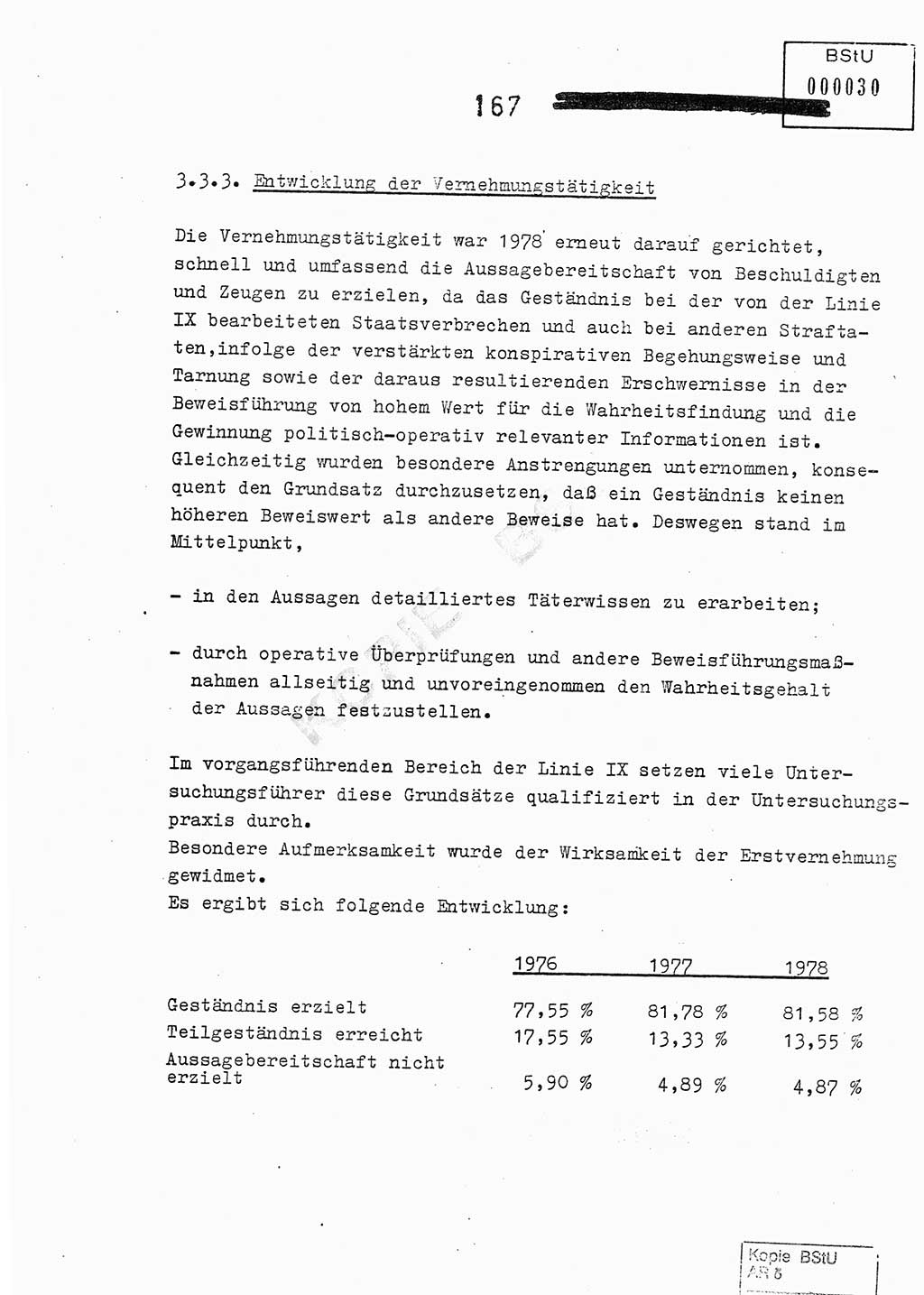 Jahresbericht der Hauptabteilung (HA) Ⅸ 1978, Analyse über die Entwicklung und die Wirksamkeit der politisch-operativen Arbeit der Linie Ⅸ im Jahre 1978, Ministerium für Staatssicherheit (MfS) der Deutschen Demokratischen Republik (DDR), Hauptabteilung Ⅸ, Berlin 1979, Seite 167 (Anal. MfS DDR HA Ⅸ /78 1979, S. 167)