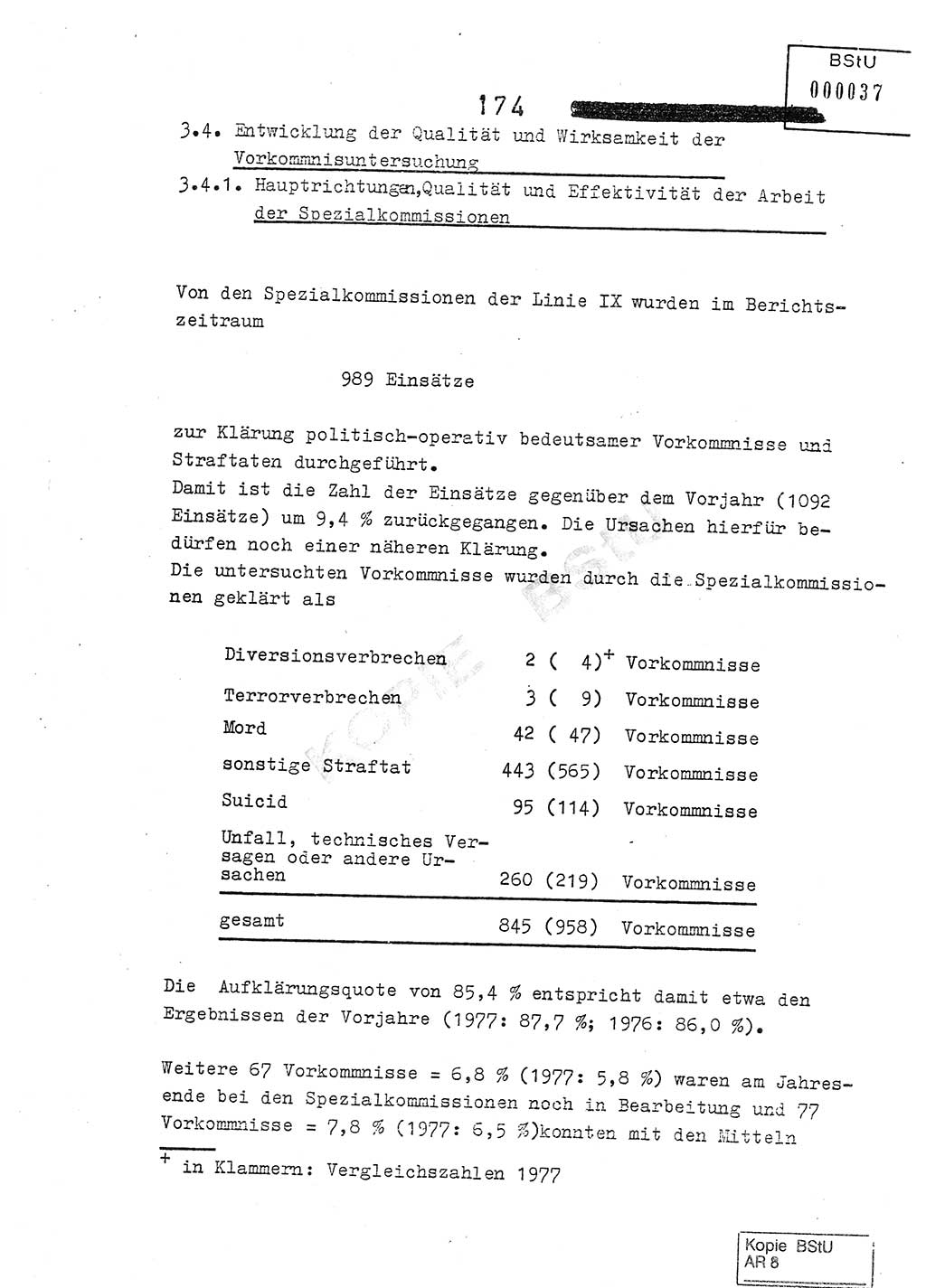 Jahresbericht der Hauptabteilung (HA) Ⅸ 1978, Analyse über die Entwicklung und die Wirksamkeit der politisch-operativen Arbeit der Linie Ⅸ im Jahre 1978, Ministerium für Staatssicherheit (MfS) der Deutschen Demokratischen Republik (DDR), Hauptabteilung Ⅸ, Berlin 1979, Seite 174 (Anal. MfS DDR HA Ⅸ /78 1979, S. 174)