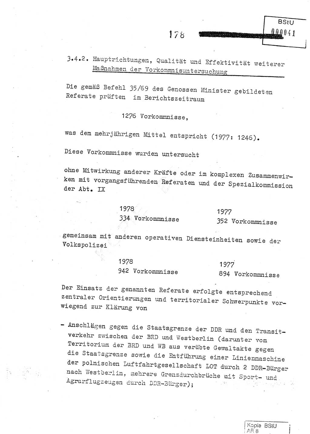 Jahresbericht der Hauptabteilung (HA) Ⅸ 1978, Analyse über die Entwicklung und die Wirksamkeit der politisch-operativen Arbeit der Linie Ⅸ im Jahre 1978, Ministerium für Staatssicherheit (MfS) der Deutschen Demokratischen Republik (DDR), Hauptabteilung Ⅸ, Berlin 1979, Seite 178 (Anal. MfS DDR HA Ⅸ /78 1979, S. 178)