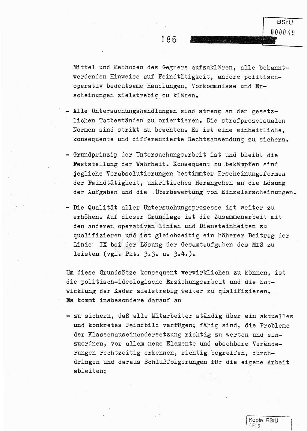 Jahresbericht der Hauptabteilung (HA) Ⅸ 1978, Analyse über die Entwicklung und die Wirksamkeit der politisch-operativen Arbeit der Linie Ⅸ im Jahre 1978, Ministerium für Staatssicherheit (MfS) der Deutschen Demokratischen Republik (DDR), Hauptabteilung Ⅸ, Berlin 1979, Seite 186 (Anal. MfS DDR HA Ⅸ /78 1979, S. 186)