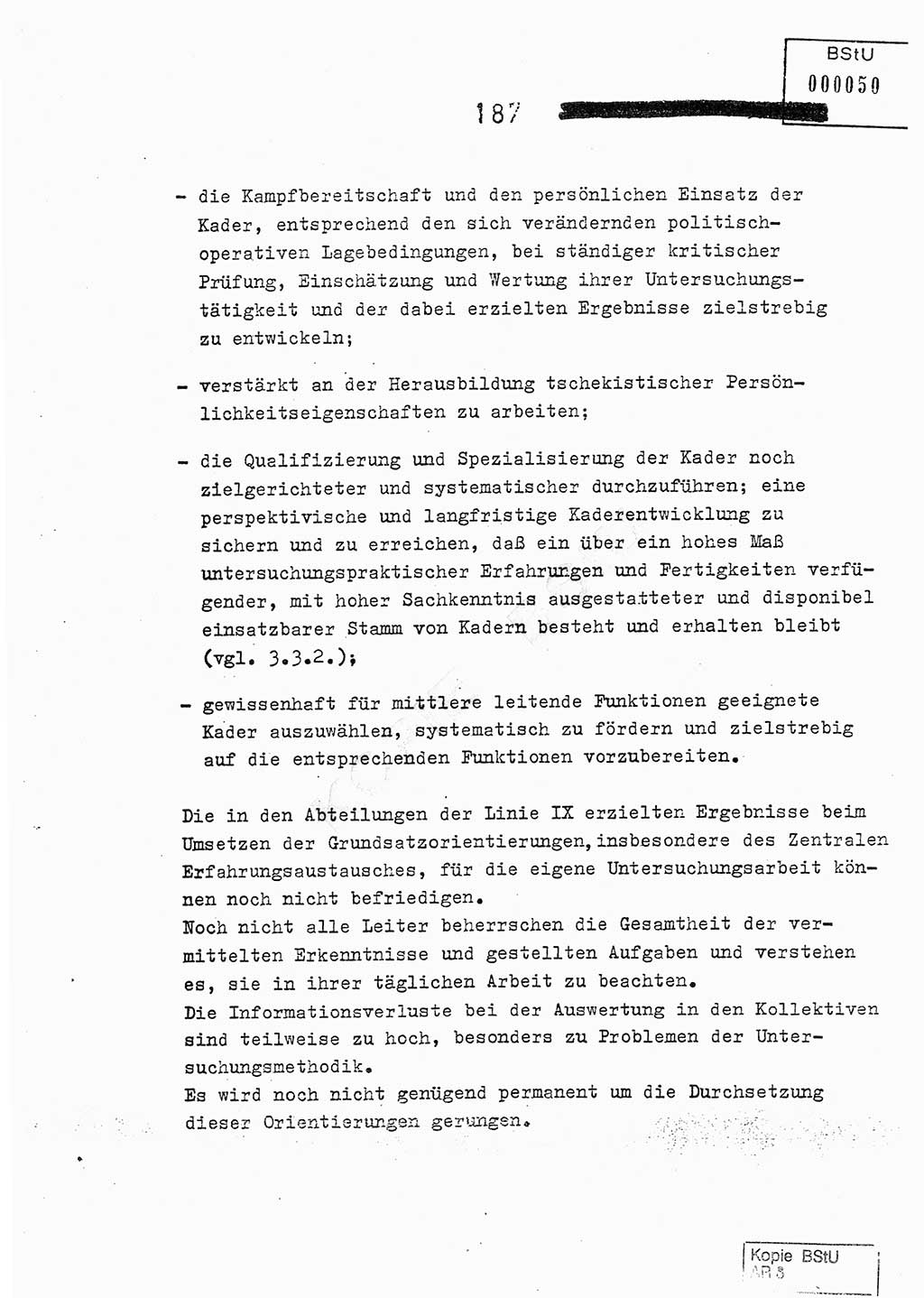 Jahresbericht der Hauptabteilung (HA) Ⅸ 1978, Analyse über die Entwicklung und die Wirksamkeit der politisch-operativen Arbeit der Linie Ⅸ im Jahre 1978, Ministerium für Staatssicherheit (MfS) der Deutschen Demokratischen Republik (DDR), Hauptabteilung Ⅸ, Berlin 1979, Seite 187 (Anal. MfS DDR HA Ⅸ /78 1979, S. 187)