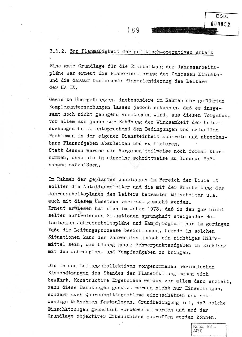 Jahresbericht der Hauptabteilung (HA) Ⅸ 1978, Analyse über die Entwicklung und die Wirksamkeit der politisch-operativen Arbeit der Linie Ⅸ im Jahre 1978, Ministerium für Staatssicherheit (MfS) der Deutschen Demokratischen Republik (DDR), Hauptabteilung Ⅸ, Berlin 1979, Seite 189 (Anal. MfS DDR HA Ⅸ /78 1979, S. 189)