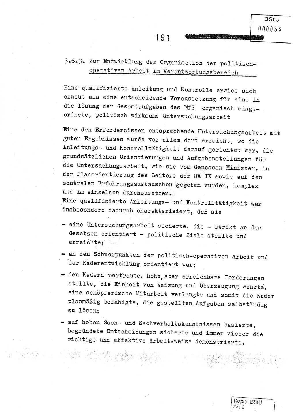 Jahresbericht der Hauptabteilung (HA) Ⅸ 1978, Analyse über die Entwicklung und die Wirksamkeit der politisch-operativen Arbeit der Linie Ⅸ im Jahre 1978, Ministerium für Staatssicherheit (MfS) der Deutschen Demokratischen Republik (DDR), Hauptabteilung Ⅸ, Berlin 1979, Seite 191 (Anal. MfS DDR HA Ⅸ /78 1979, S. 191)