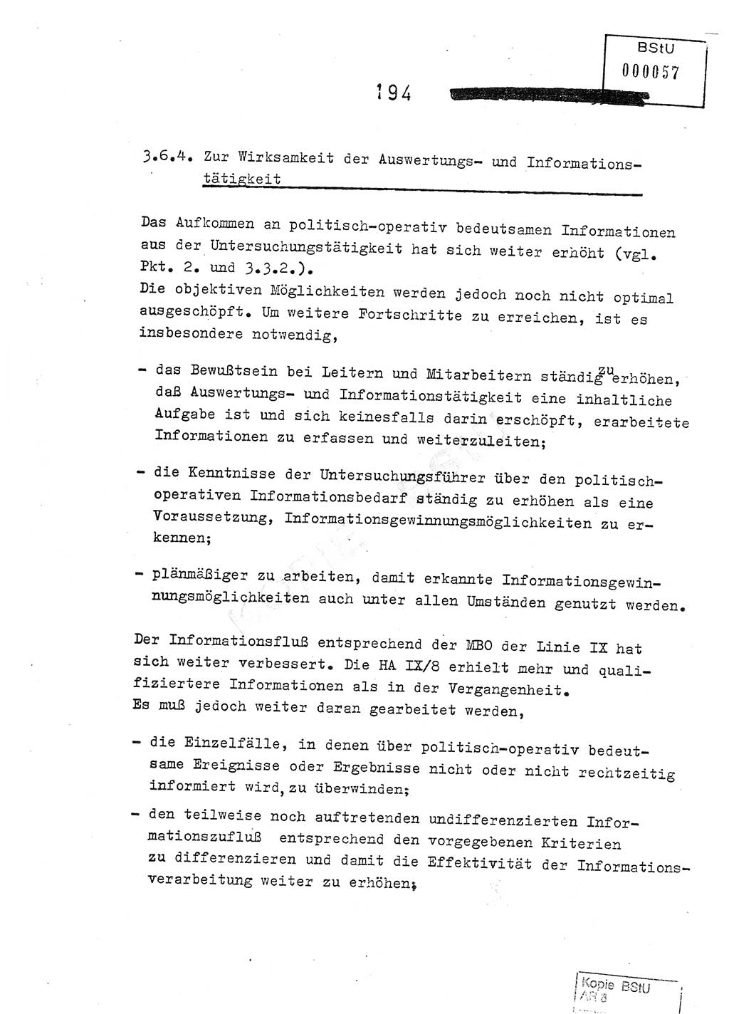 Jahresbericht der Hauptabteilung (HA) Ⅸ 1978, Analyse über die Entwicklung und die Wirksamkeit der politisch-operativen Arbeit der Linie Ⅸ im Jahre 1978, Ministerium für Staatssicherheit (MfS) der Deutschen Demokratischen Republik (DDR), Hauptabteilung Ⅸ, Berlin 1979, Seite 194 (Anal. MfS DDR HA Ⅸ /78 1979, S. 194)