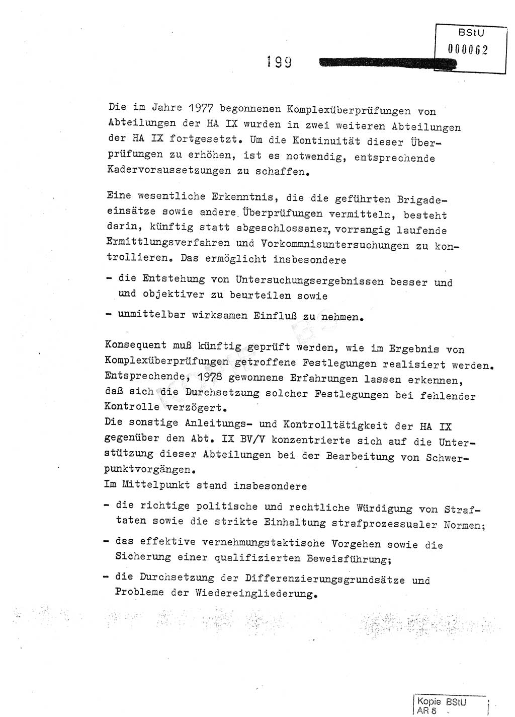 Jahresbericht der Hauptabteilung (HA) Ⅸ 1978, Analyse über die Entwicklung und die Wirksamkeit der politisch-operativen Arbeit der Linie Ⅸ im Jahre 1978, Ministerium für Staatssicherheit (MfS) der Deutschen Demokratischen Republik (DDR), Hauptabteilung Ⅸ, Berlin 1979, Seite 199 (Anal. MfS DDR HA Ⅸ /78 1979, S. 199)