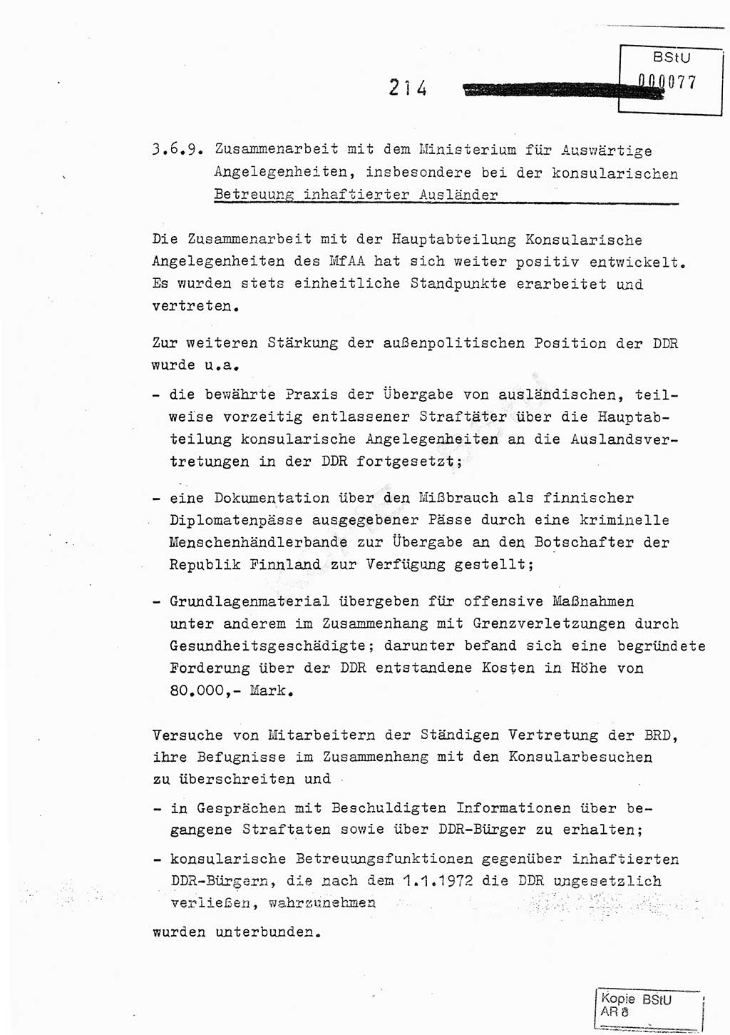 Jahresbericht der Hauptabteilung (HA) Ⅸ 1978, Analyse über die Entwicklung und die Wirksamkeit der politisch-operativen Arbeit der Linie Ⅸ im Jahre 1978, Ministerium für Staatssicherheit (MfS) der Deutschen Demokratischen Republik (DDR), Hauptabteilung Ⅸ, Berlin 1979, Seite 214 (Anal. MfS DDR HA Ⅸ /78 1979, S. 214)