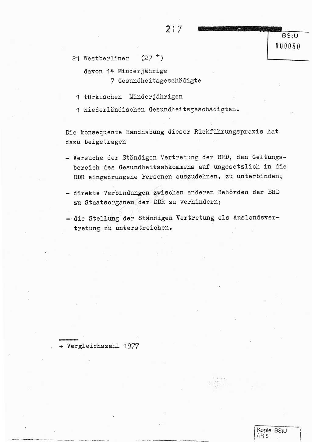 Jahresbericht der Hauptabteilung (HA) Ⅸ 1978, Analyse über die Entwicklung und die Wirksamkeit der politisch-operativen Arbeit der Linie Ⅸ im Jahre 1978, Ministerium für Staatssicherheit (MfS) der Deutschen Demokratischen Republik (DDR), Hauptabteilung Ⅸ, Berlin 1979, Seite 217 (Anal. MfS DDR HA Ⅸ /78 1979, S. 217)