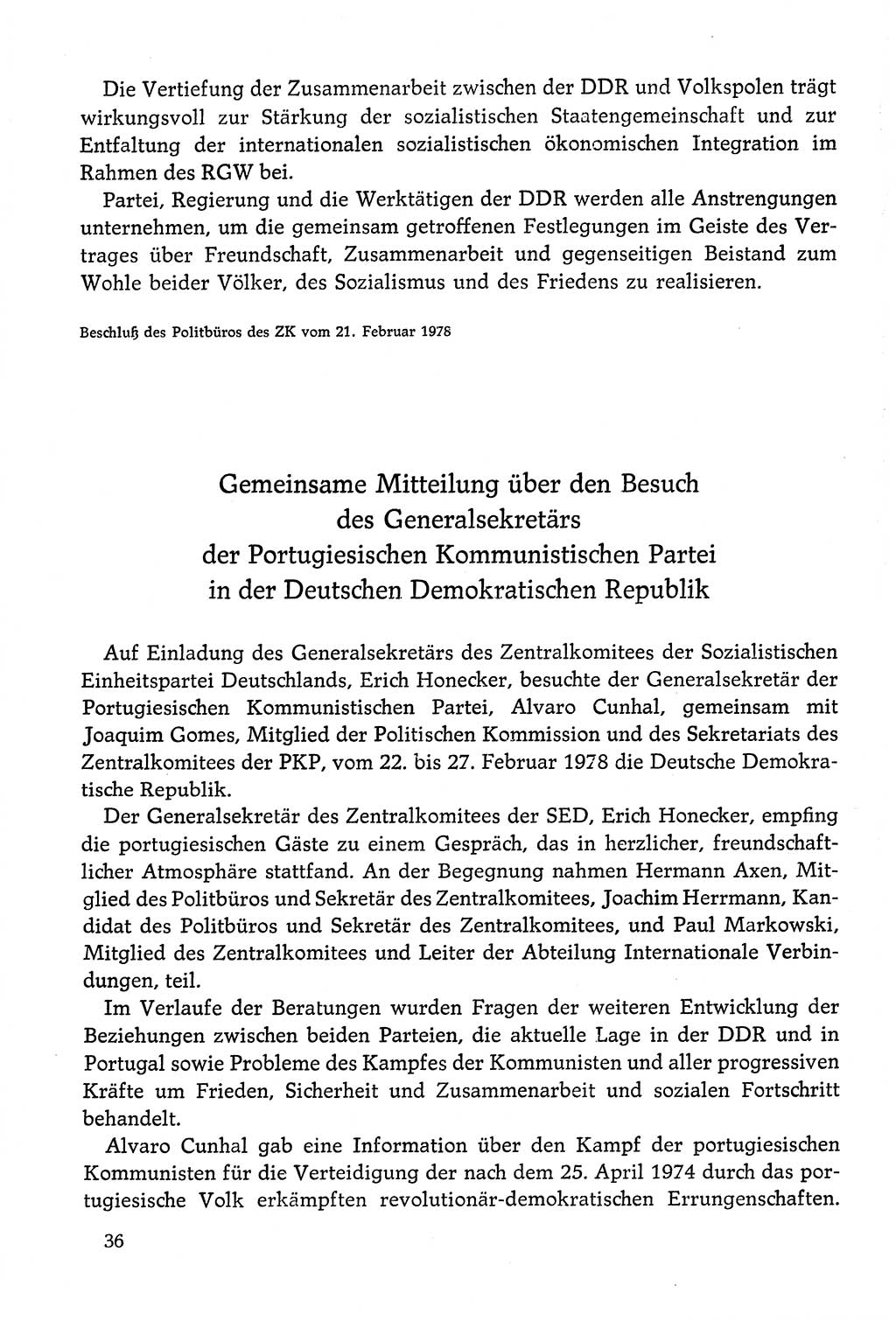 Dokumente der Sozialistischen Einheitspartei Deutschlands (SED) [Deutsche Demokratische Republik (DDR)] 1978-1979, Seite 36 (Dok. SED DDR 1978-1979, S. 36)