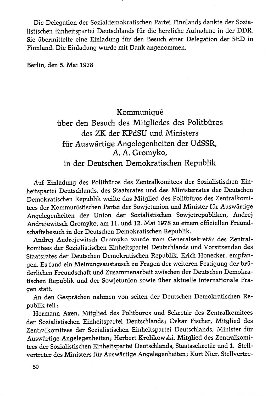 Dokumente der Sozialistischen Einheitspartei Deutschlands (SED) [Deutsche Demokratische Republik (DDR)] 1978-1979, Seite 50 (Dok. SED DDR 1978-1979, S. 50)