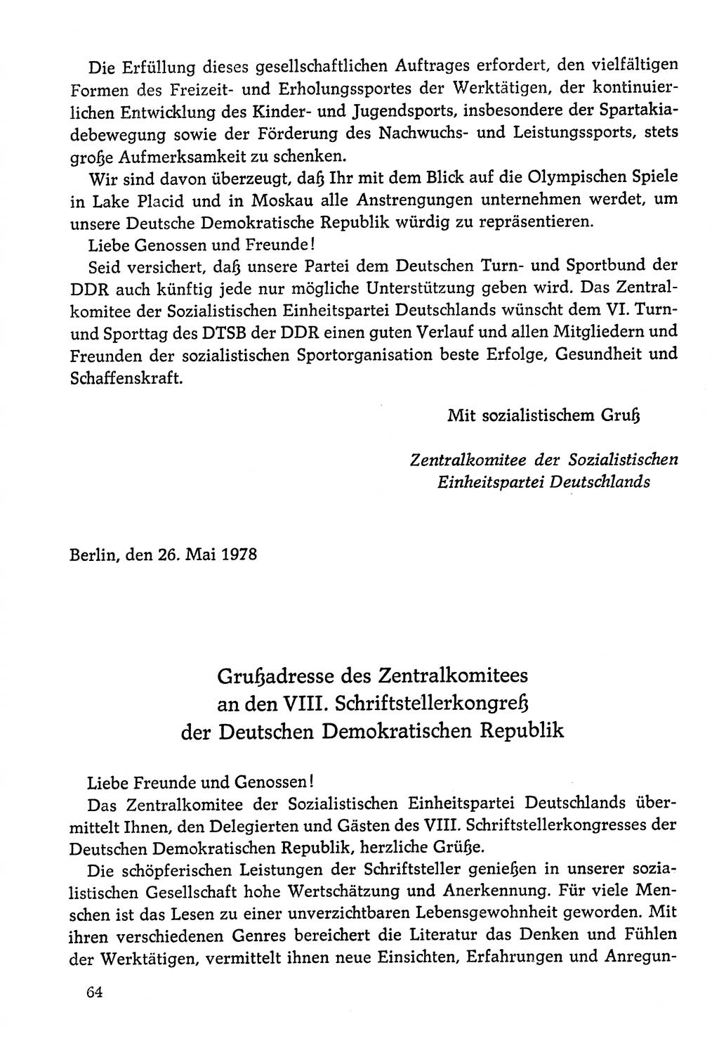 Dokumente der Sozialistischen Einheitspartei Deutschlands (SED) [Deutsche Demokratische Republik (DDR)] 1978-1979, Seite 64 (Dok. SED DDR 1978-1979, S. 64)