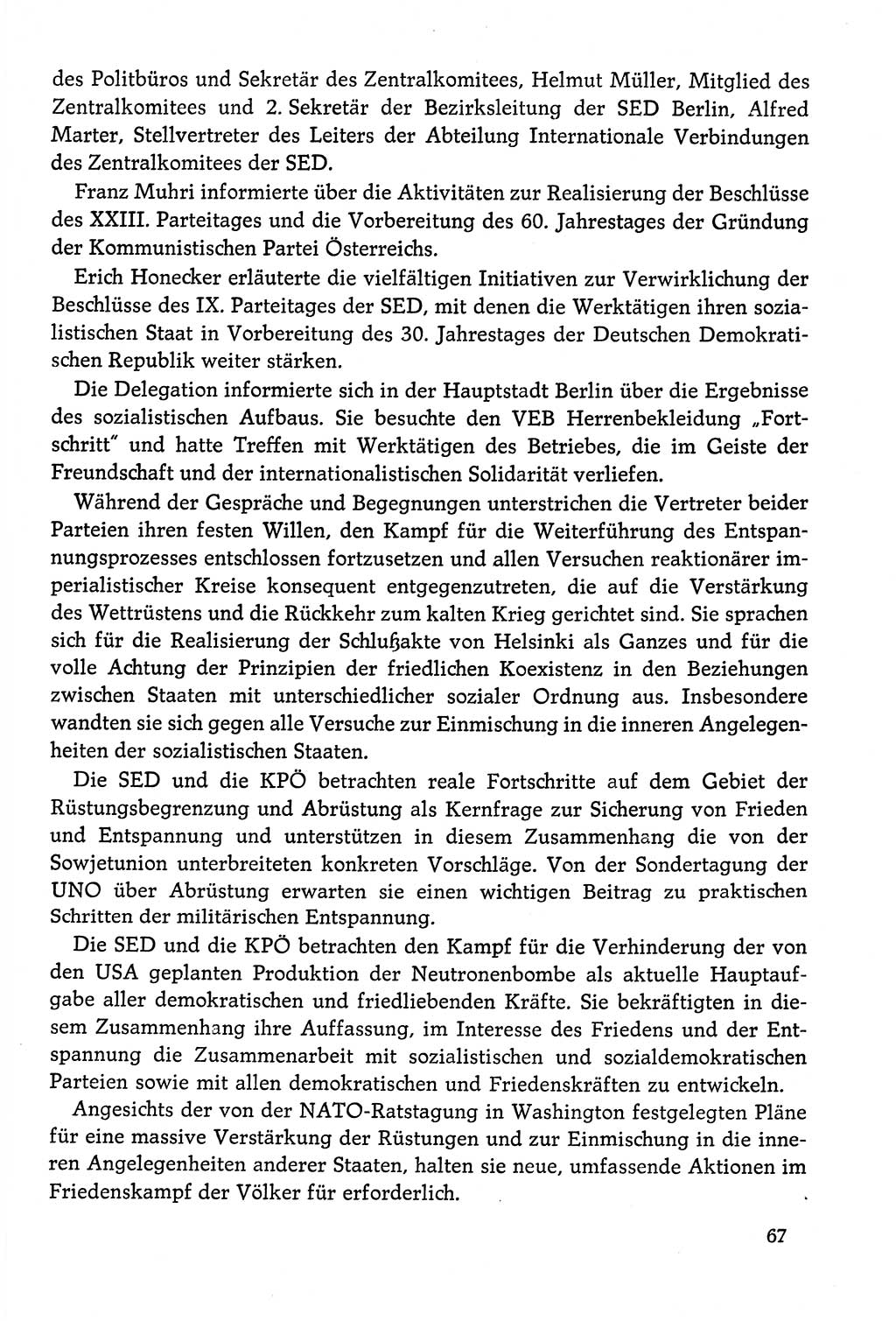 Dokumente der Sozialistischen Einheitspartei Deutschlands (SED) [Deutsche Demokratische Republik (DDR)] 1978-1979, Seite 67 (Dok. SED DDR 1978-1979, S. 67)
