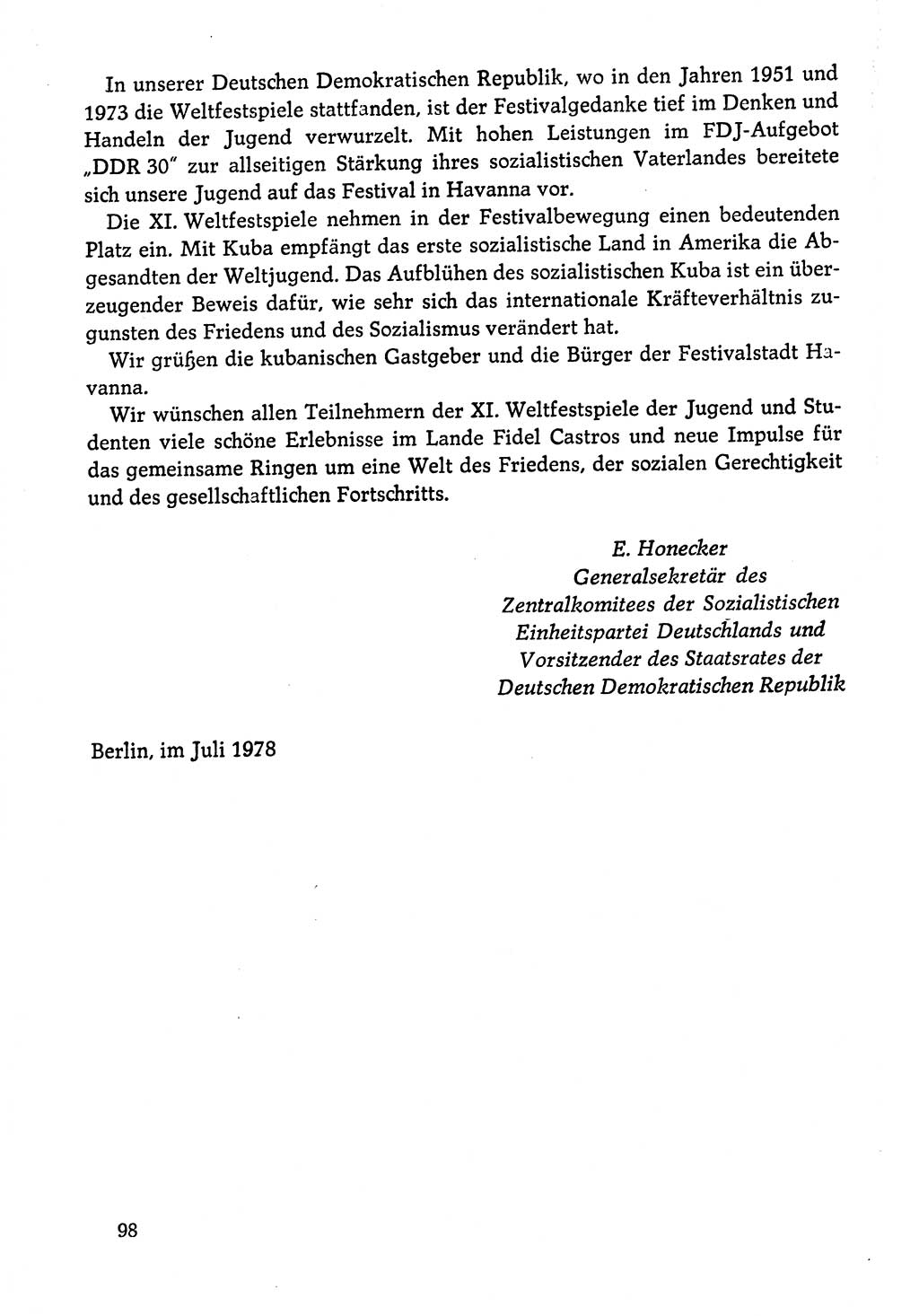 Dokumente der Sozialistischen Einheitspartei Deutschlands (SED) [Deutsche Demokratische Republik (DDR)] 1978-1979, Seite 98 (Dok. SED DDR 1978-1979, S. 98)