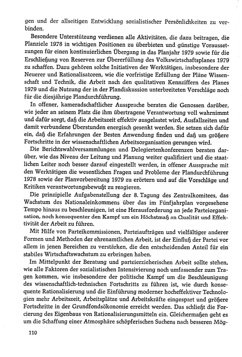Dokumente der Sozialistischen Einheitspartei Deutschlands (SED) [Deutsche Demokratische Republik (DDR)] 1978-1979, Seite 110 (Dok. SED DDR 1978-1979, S. 110)