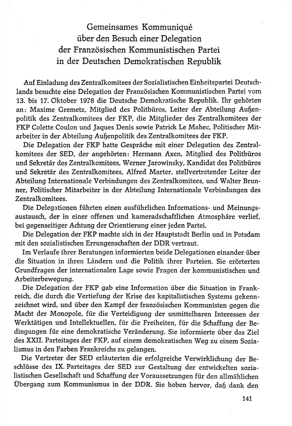 Dokumente der Sozialistischen Einheitspartei Deutschlands (SED) [Deutsche Demokratische Republik (DDR)] 1978-1979, Seite 141 (Dok. SED DDR 1978-1979, S. 141)