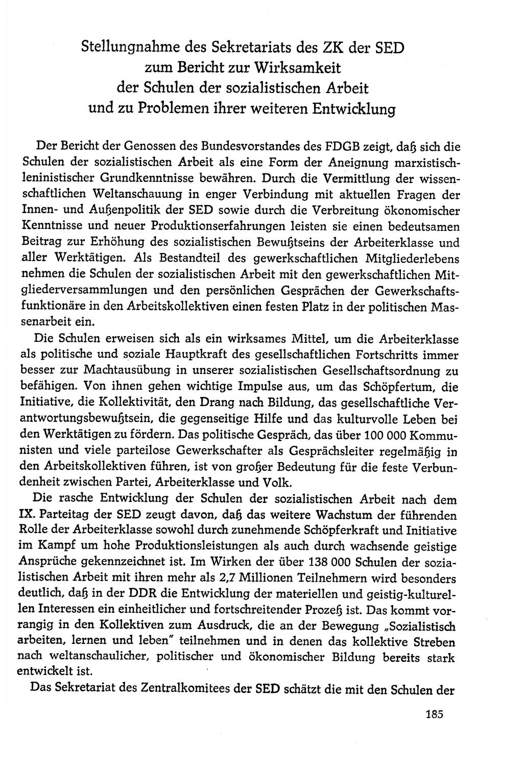 Dokumente der Sozialistischen Einheitspartei Deutschlands (SED) [Deutsche Demokratische Republik (DDR)] 1978-1979, Seite 185 (Dok. SED DDR 1978-1979, S. 185)