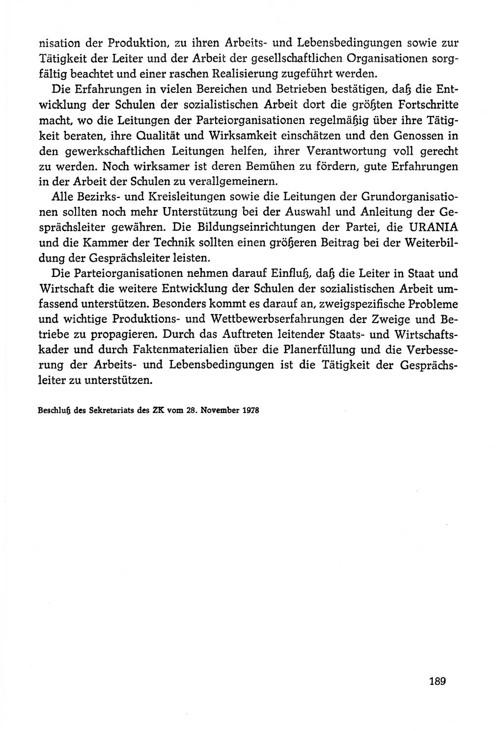 Dokumente der Sozialistischen Einheitspartei Deutschlands (SED) [Deutsche Demokratische Republik (DDR)] 1978-1979, Seite 189 (Dok. SED DDR 1978-1979, S. 189)