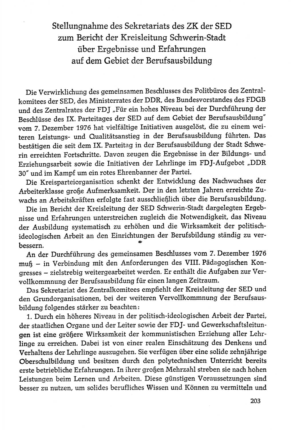 Dokumente der Sozialistischen Einheitspartei Deutschlands (SED) [Deutsche Demokratische Republik (DDR)] 1978-1979, Seite 203 (Dok. SED DDR 1978-1979, S. 203)