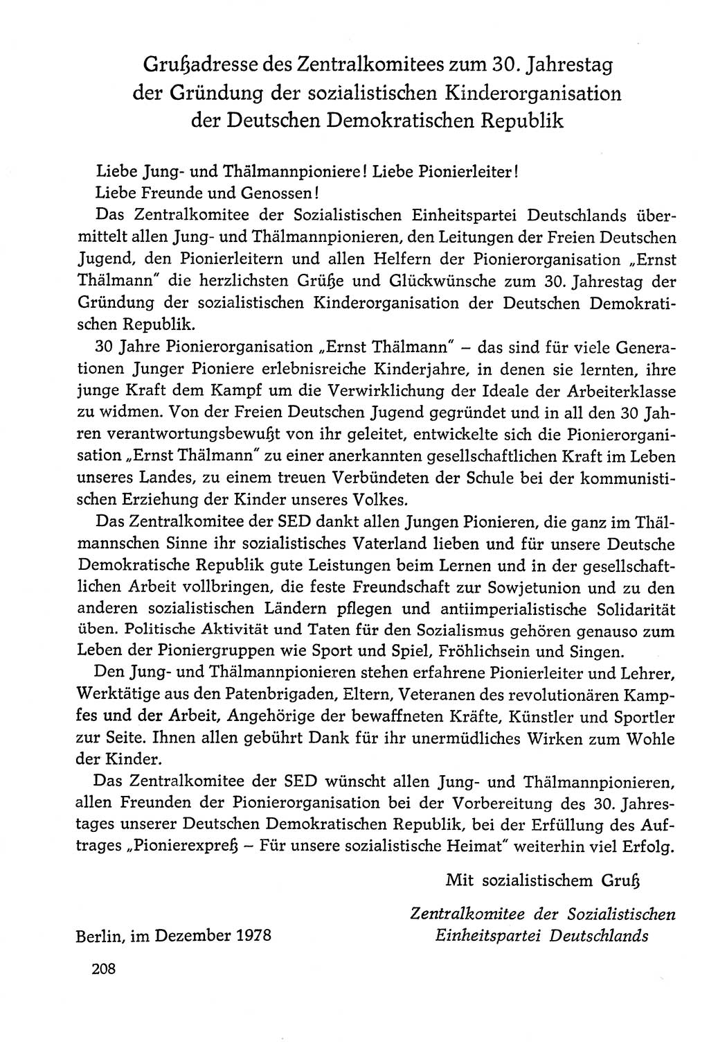 Dokumente der Sozialistischen Einheitspartei Deutschlands (SED) [Deutsche Demokratische Republik (DDR)] 1978-1979, Seite 208 (Dok. SED DDR 1978-1979, S. 208)