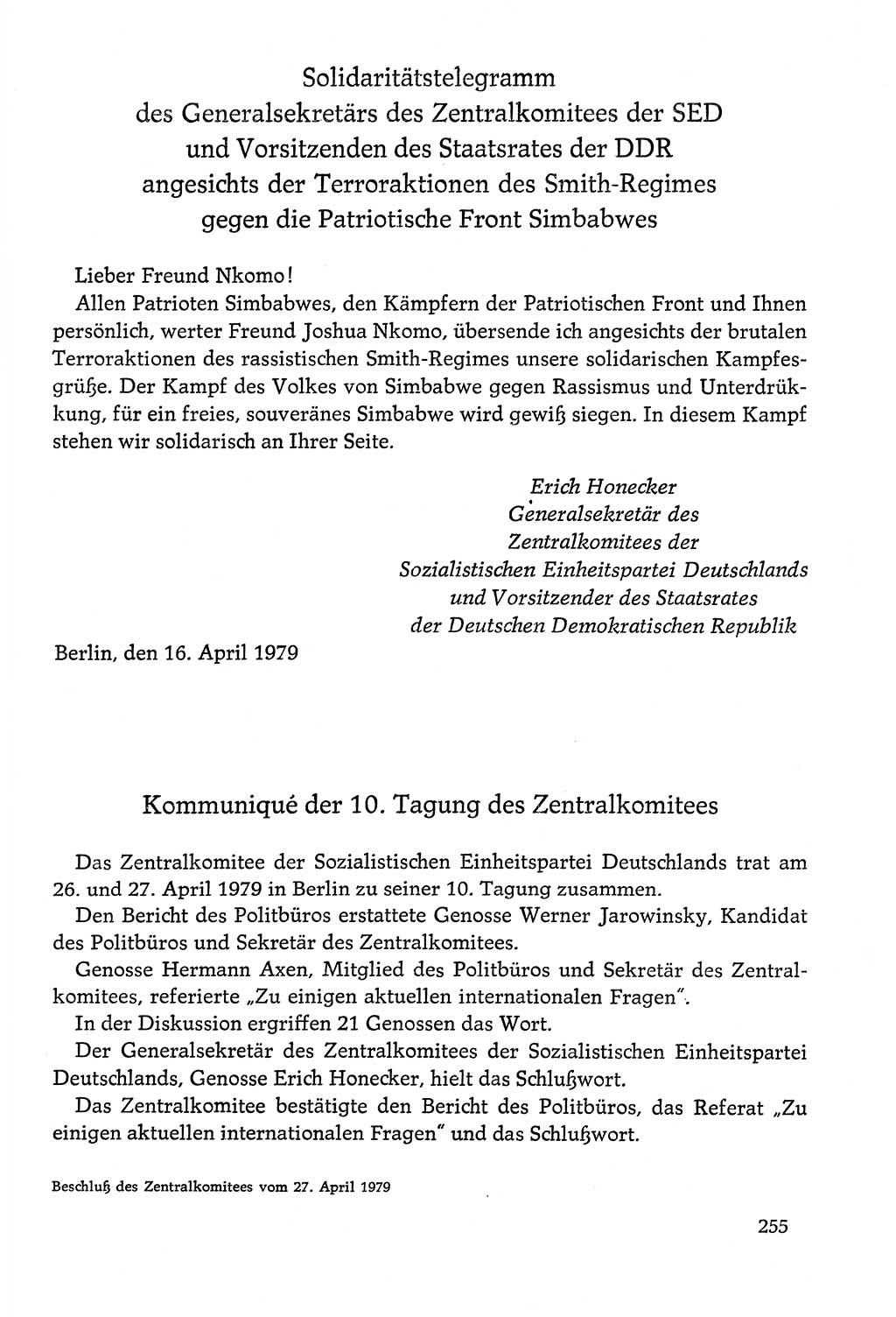 Dokumente der Sozialistischen Einheitspartei Deutschlands (SED) [Deutsche Demokratische Republik (DDR)] 1978-1979, Seite 255 (Dok. SED DDR 1978-1979, S. 255)