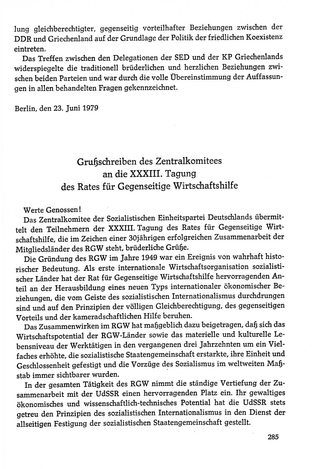 Dokumente der Sozialistischen Einheitspartei Deutschlands (SED) [Deutsche Demokratische Republik (DDR)] 1978-1979, Seite 285 (Dok. SED DDR 1978-1979, S. 285)