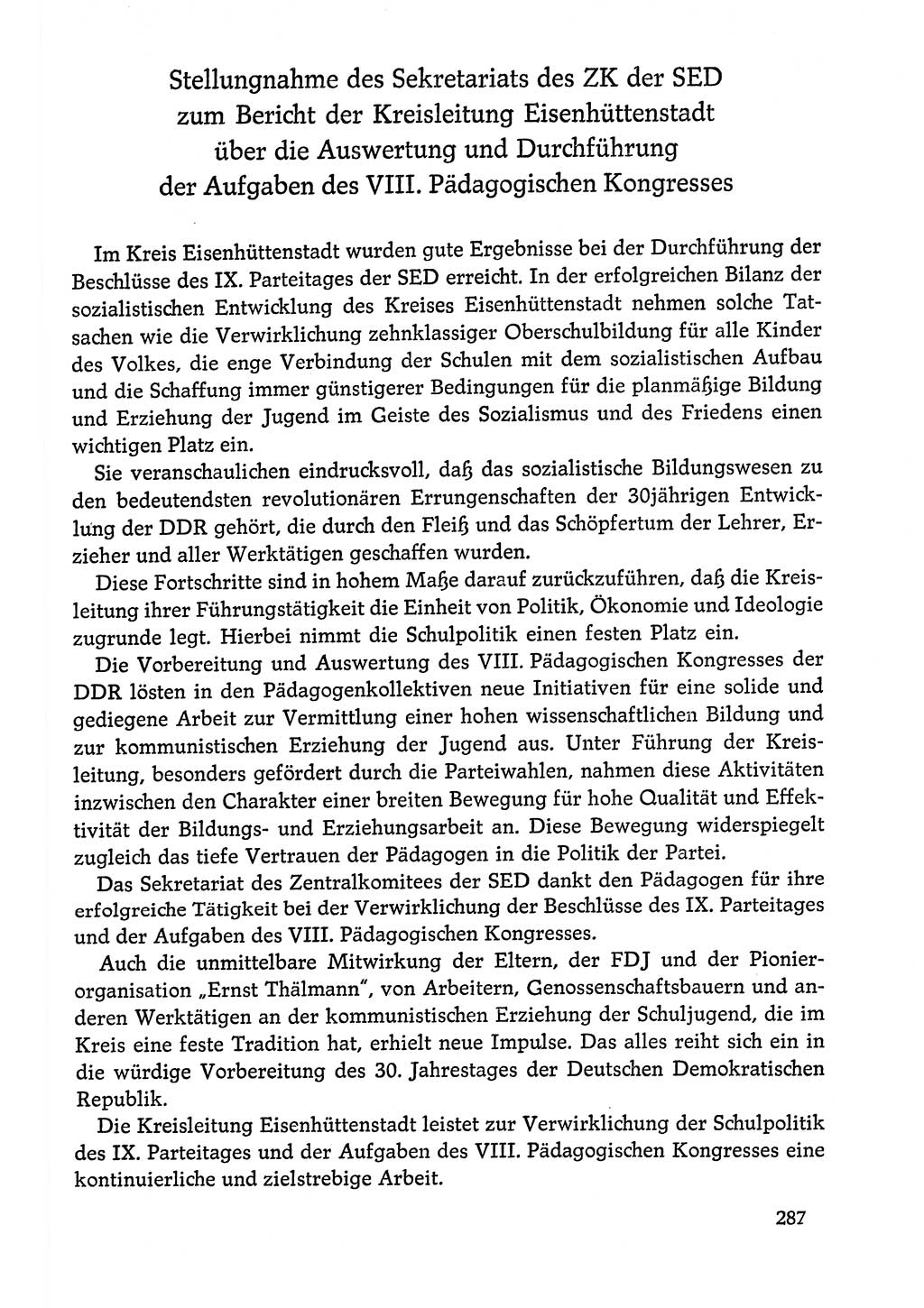 Dokumente der Sozialistischen Einheitspartei Deutschlands (SED) [Deutsche Demokratische Republik (DDR)] 1978-1979, Seite 287 (Dok. SED DDR 1978-1979, S. 287)