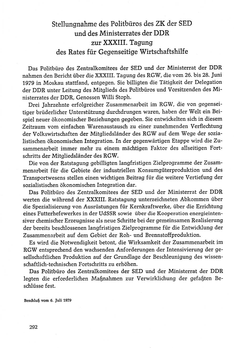 Dokumente der Sozialistischen Einheitspartei Deutschlands (SED) [Deutsche Demokratische Republik (DDR)] 1978-1979, Seite 292 (Dok. SED DDR 1978-1979, S. 292)